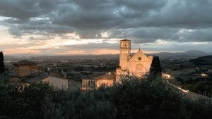 Tramonto sulla Basilica di Assisi