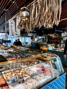 Esposizione di pesce al Fish Market di Bergen